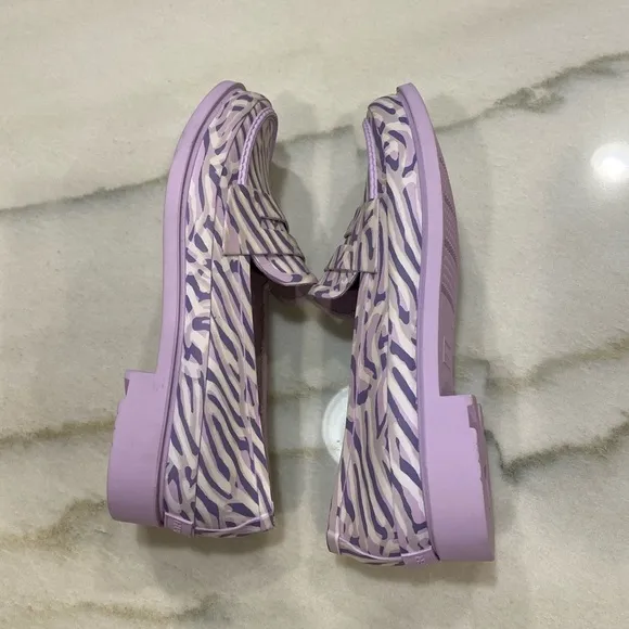 Hunter Penny Loafers size 6 Coral Print Purple Dawn Waterproof
