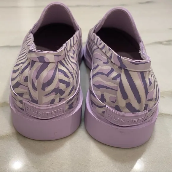 Hunter Penny Loafers size 6 Coral Print Purple Dawn Waterproof