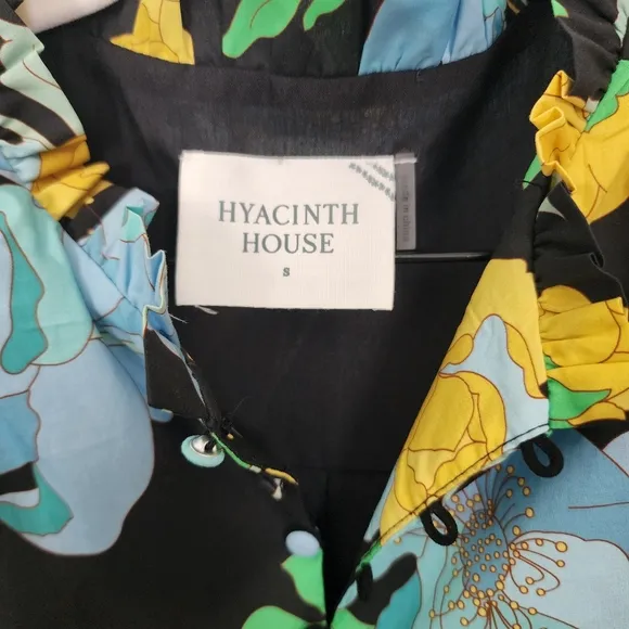 Hyacinth House  Black &amp; Airy Blue Floral Mimi Midi Dress