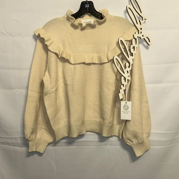 HYACINTH HOUSECream Ruffle Ramona Sweater