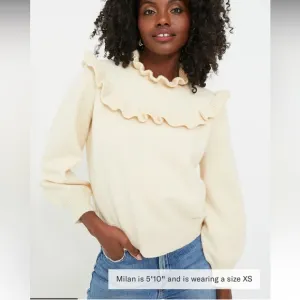 HYACINTH HOUSECream Ruffle Ramona Sweater