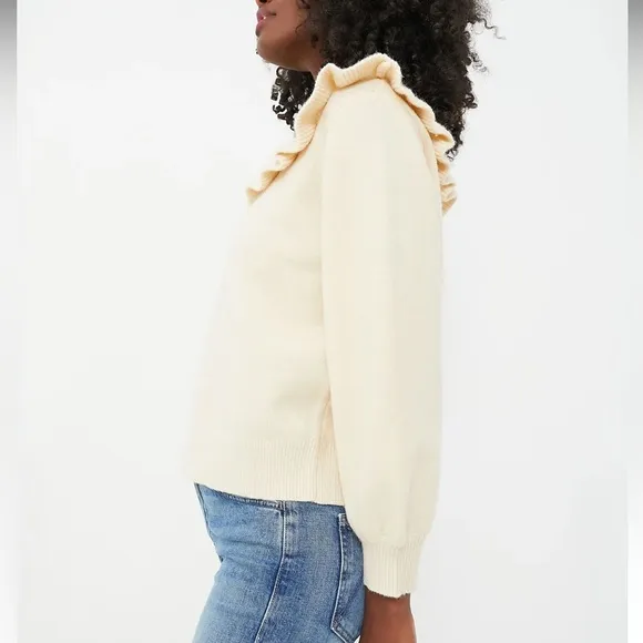 HYACINTH HOUSECream Ruffle Ramona Sweater