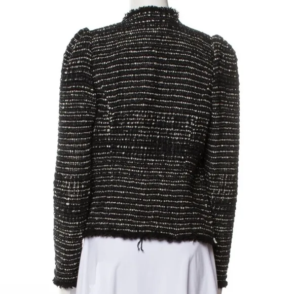 IRO Diana Black Tweed  Puff Sleeve Open Jacket