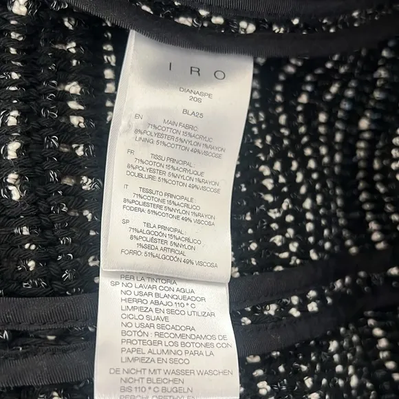 IRO Diana Black Tweed  Puff Sleeve Open Jacket