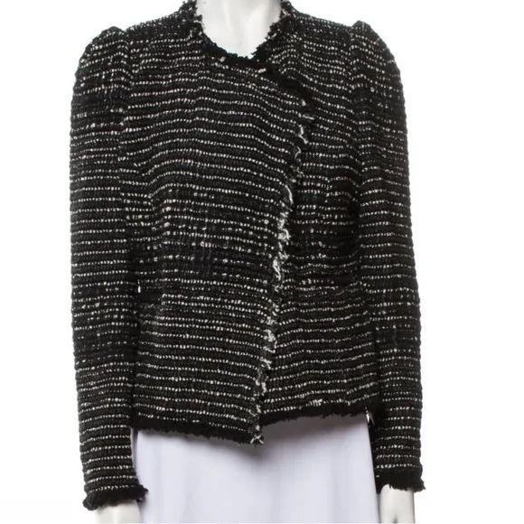 IRO Diana Black Tweed  Puff Sleeve Open Jacket