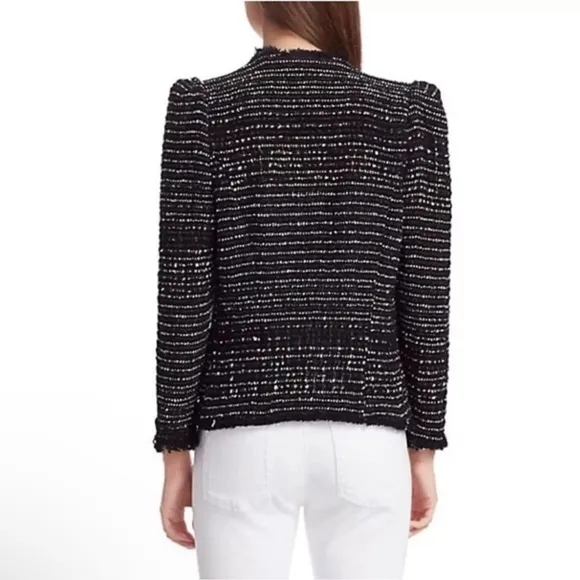IRO Diana Black Tweed  Puff Sleeve Open Jacket