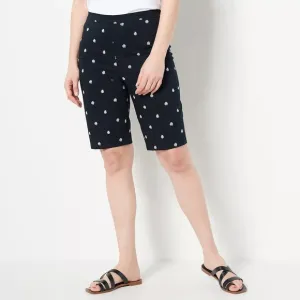 Isaac Mizrahi Live! Embroidered Shorts Pitch Black Plus 28 New