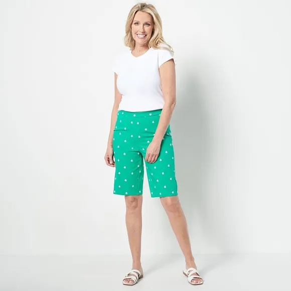 Isaac Mizrahi Live! Embroidered Shorts Pitch Black Plus 28 New