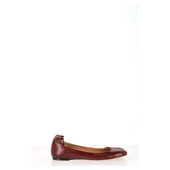 Isabel Marant Etoile Lili Python-Effect Ballet Flats in Red Leather