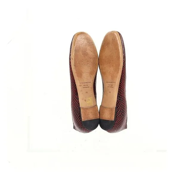Isabel Marant Etoile Lili Python-Effect Ballet Flats in Red Leather