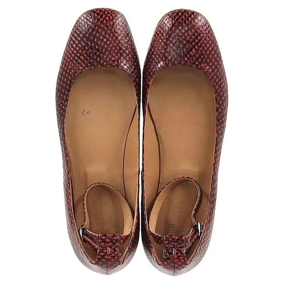 Isabel Marant Etoile Lili Python-Effect Ballet Flats in Red Leather