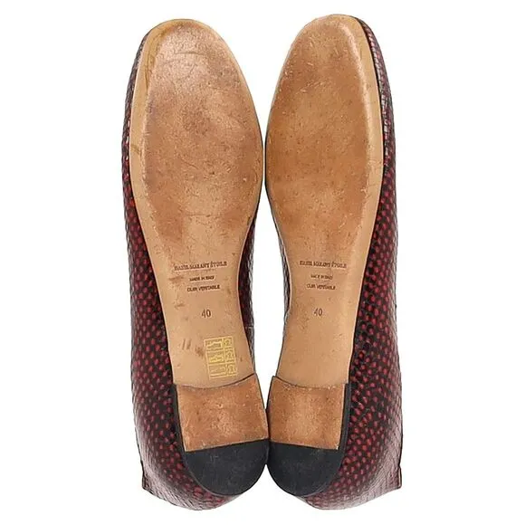 Isabel Marant Etoile Lili Python-Effect Ballet Flats in Red Leather