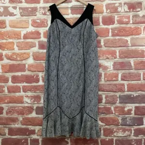 Isabel Toledo Lane Bryant Dress Women's 22 Gray Black Floral Lace Zip Up Midi
