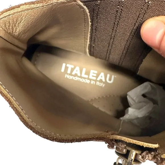 Italeau Womens Brown Suede Almond Toe Ankle Boots Size 41/ 10.5
