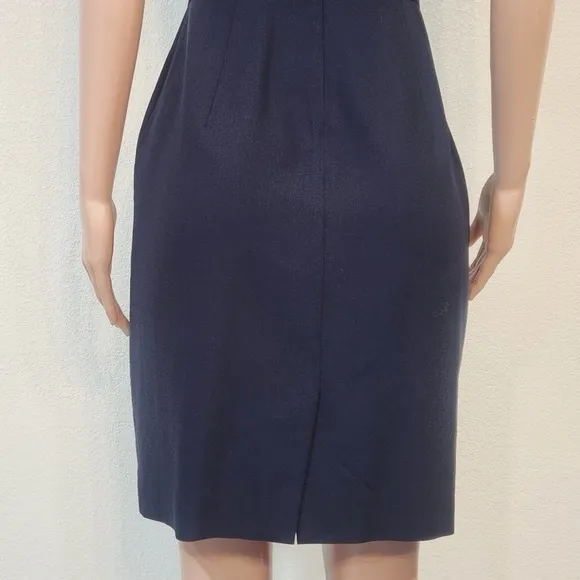 J. Crew Casey Dress Wool Crepe Navy Blue A9688 Suiting Office Work Party Sz 4