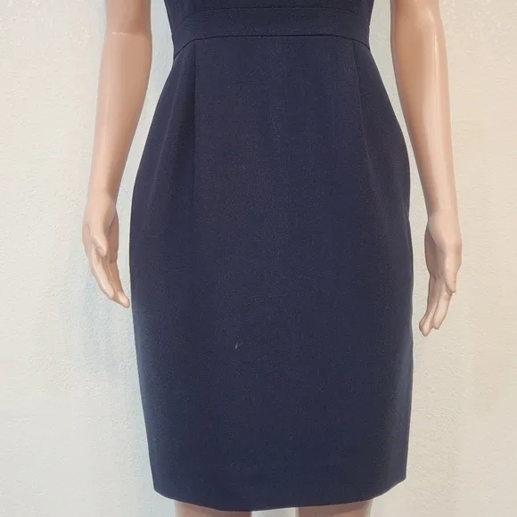 J. Crew Casey Dress Wool Crepe Navy Blue A9688 Suiting Office Work Party Sz 4