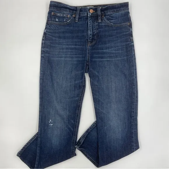 J. Crew EUC 10” Billie Demi Boot Crop in Dark Wash Light Distressing Size 26