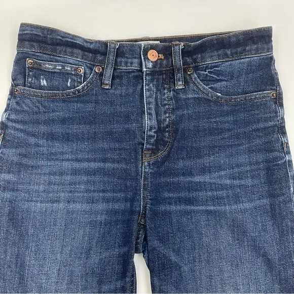 J. Crew EUC 10” Billie Demi Boot Crop in Dark Wash Light Distressing Size 26