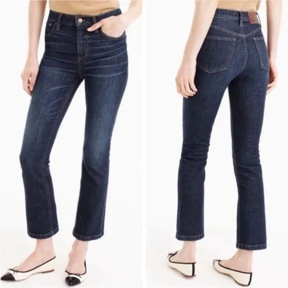J. Crew EUC 10” Billie Demi Boot Crop in Dark Wash Light Distressing Size 26