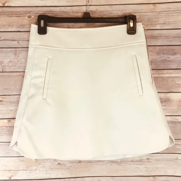 J Crew Petite Mini Skirt Double-Serge Wool Ivory