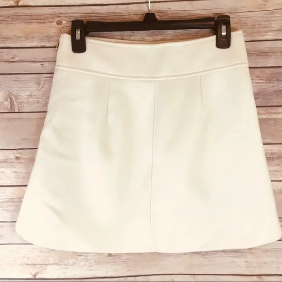 J Crew Petite Mini Skirt Double-Serge Wool Ivory