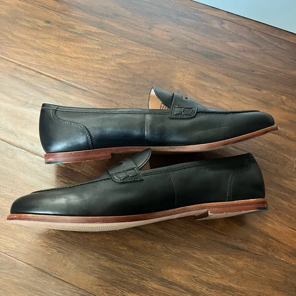 J Crew Ryan Penny Loafers Black Leather-Size 11