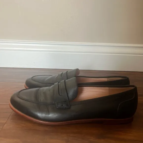 J Crew Ryan Penny Loafers Black Leather-Size 11