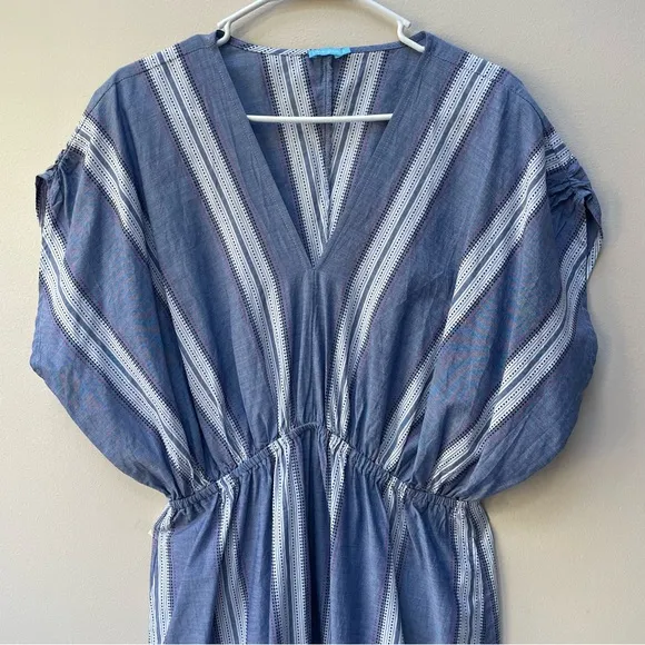 J. McLaughlin Etta Striped Stretch Waist Cotton Lyocell Maxi Dress Size Medium