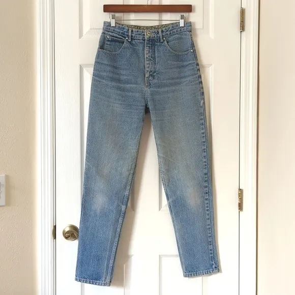 Jag 90's Vintage Classic Medium Wash High Waisted Tapered Leg Denim Mom Jeans 12