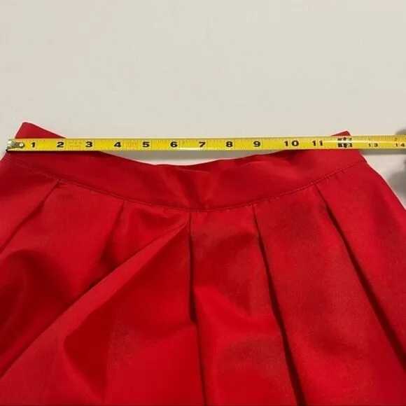 James Woo Red Full Midi Skirt with Box Pleats Size Medium 50s Pinup Mood