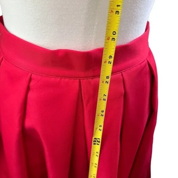 James Woo Red Full Midi Skirt with Box Pleats Size Medium 50s Pinup Mood