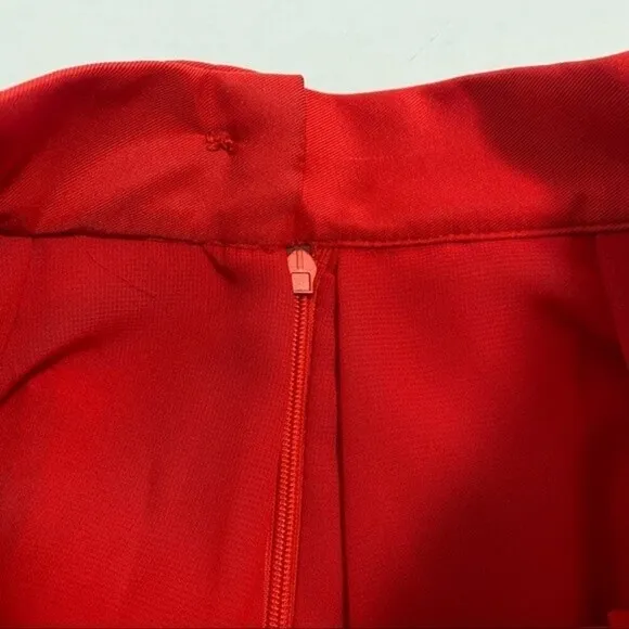 James Woo Red Full Midi Skirt with Box Pleats Size Medium 50s Pinup Mood
