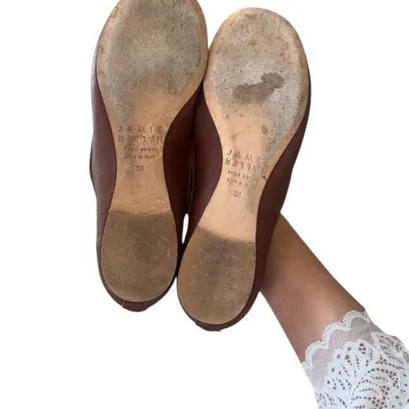 Jamie Haller The Ballet Slipper Rugine Brown Leather Flats Size 7.5