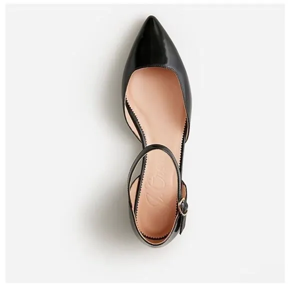 J. Crew Pointed-toe flats in spazzolato leather size 7