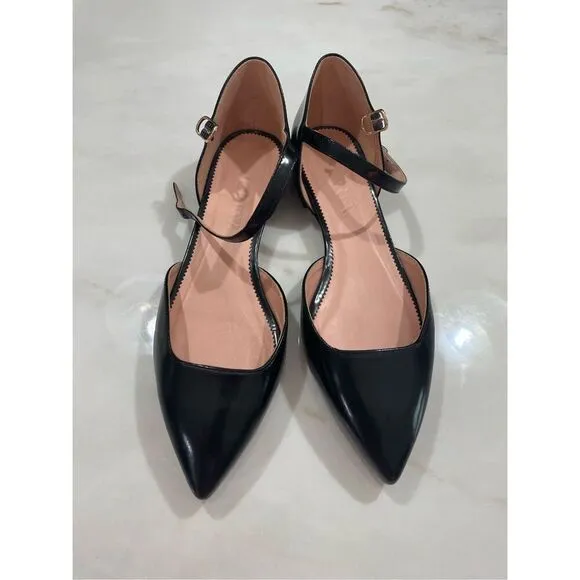 J. Crew Pointed-toe flats in spazzolato leather size 7