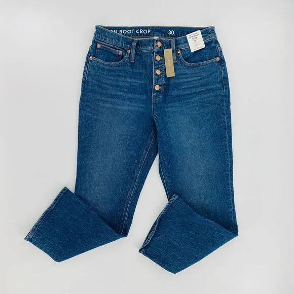 J.Crew 10&quot; Demi-Boot Crop Jean In Stone  Street Wash Size 30