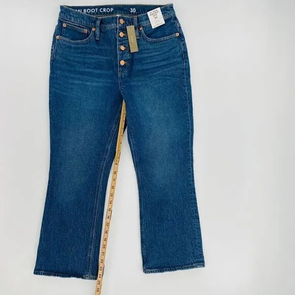 J.Crew 10&quot; Demi-Boot Crop Jean In Stone  Street Wash Size 30