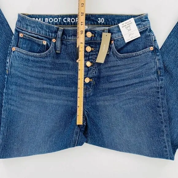 J.Crew 10&quot; Demi-Boot Crop Jean In Stone  Street Wash Size 30