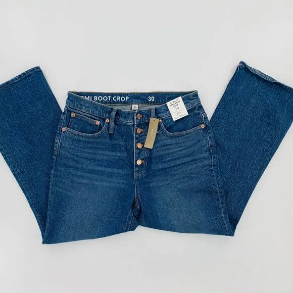 J.Crew 10&quot; Demi-Boot Crop Jean In Stone  Street Wash Size 30