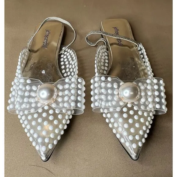 Jeffrey Campbell Pearl Flats Sandals 7 New
