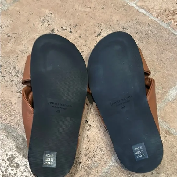 Jenni Kayne Tan Leather Knotted Slides