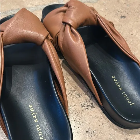 Jenni Kayne Tan Leather Knotted Slides