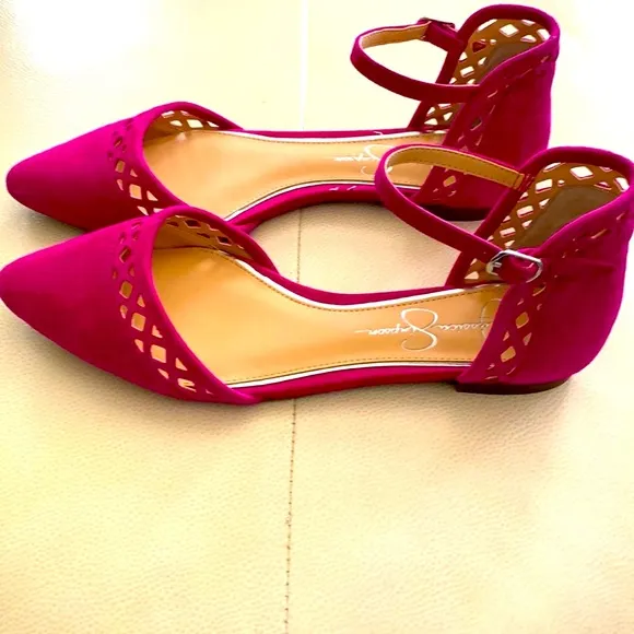 Jessica Simpson Pink Flats with Ankle Straps, Size 7.5