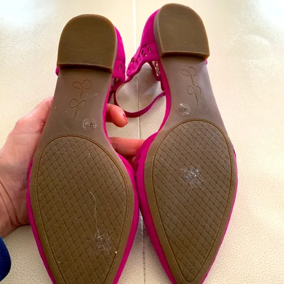 Jessica Simpson Pink Flats with Ankle Straps, Size 7.5