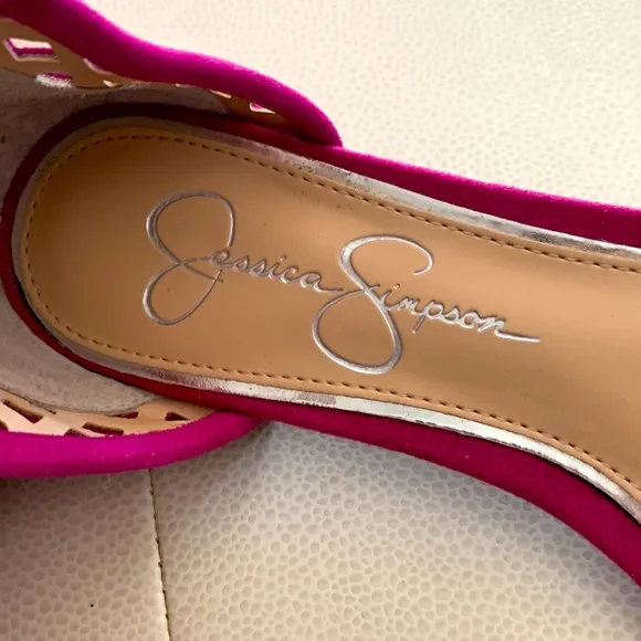 Jessica Simpson Pink Flats with Ankle Straps, Size 7.5