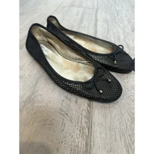 Jimmy Choo Leather Perforated Laser Cut Bow Accent Logo Ballet Flats Sz 10