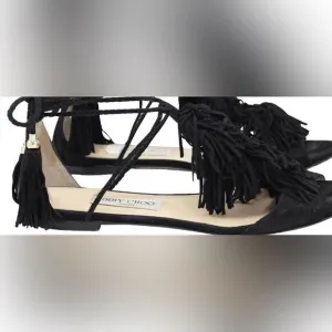 Jimmy Choo Mindy Fringed Lace-Up Sandals runway flats tie up shoes open toe y2k