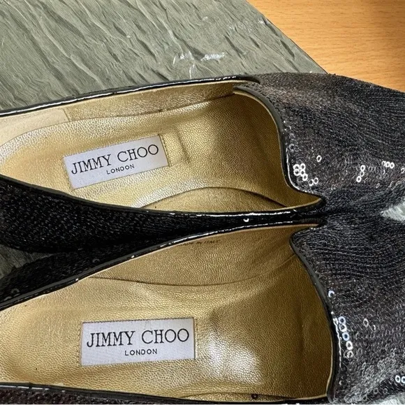 Jimmy Choo Sequins Evening Loafers Black New Size 10