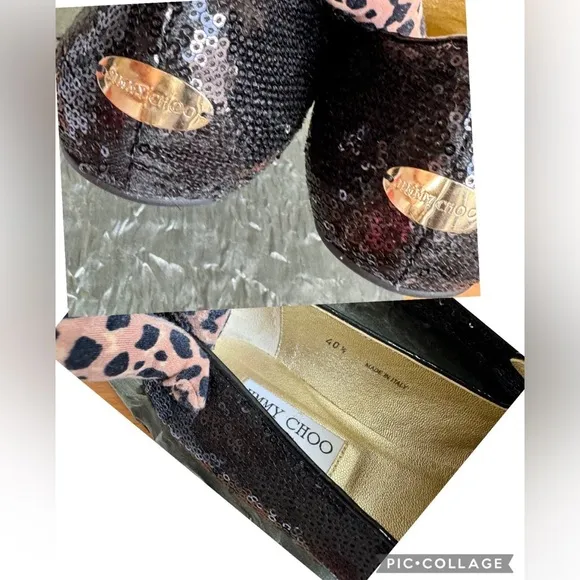 Jimmy Choo Sequins Evening Loafers Black New Size 10
