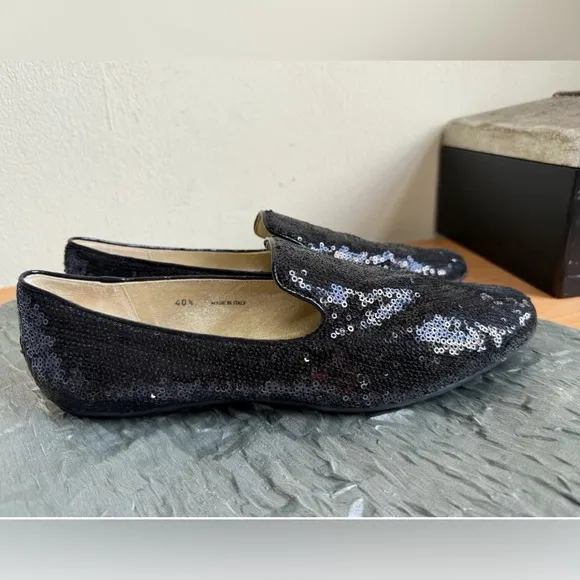 Jimmy Choo Sequins Evening Loafers Black New Size 10